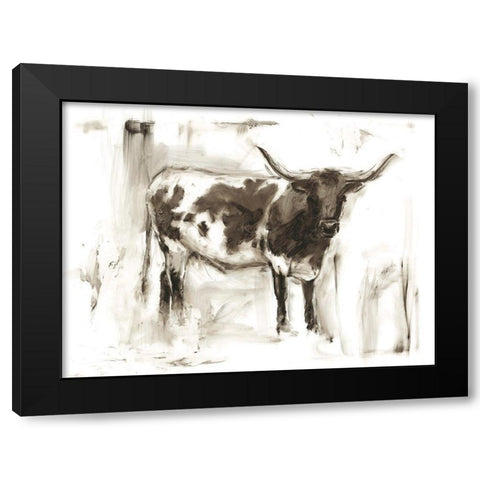 Longhorn Study I Black Modern Wood Framed Art Print by Harper, Ethan