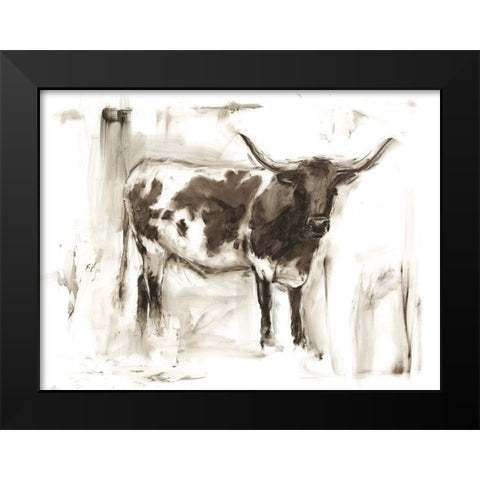Longhorn Study I Black Modern Wood Framed Art Print by Harper, Ethan