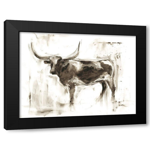 Longhorn Study II Black Modern Wood Framed Art Print by Harper, Ethan