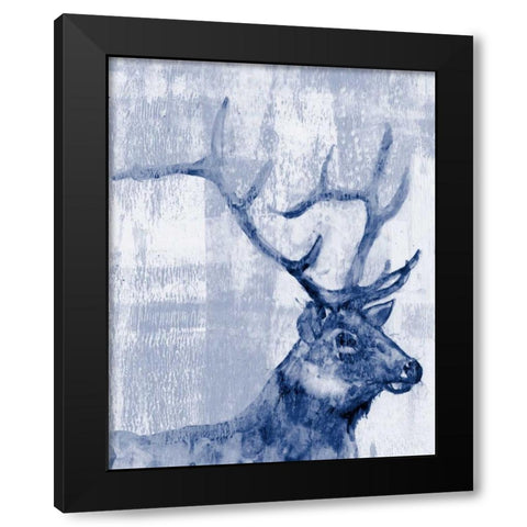Indigo Elk  Black Modern Wood Framed Art Print with Double Matting by Goldberger, Jennifer