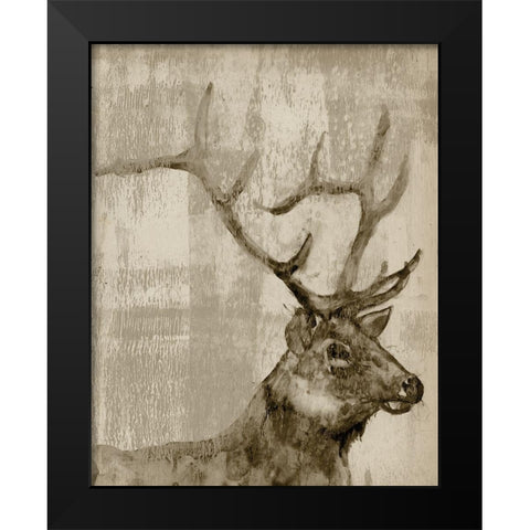 Sepia Elk Black Modern Wood Framed Art Print by Goldberger, Jennifer