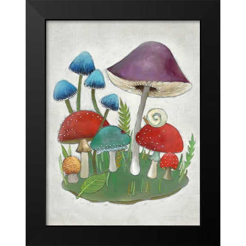 Mushroom Collection II Black Modern Wood Framed Art Print by Zarris, Chariklia