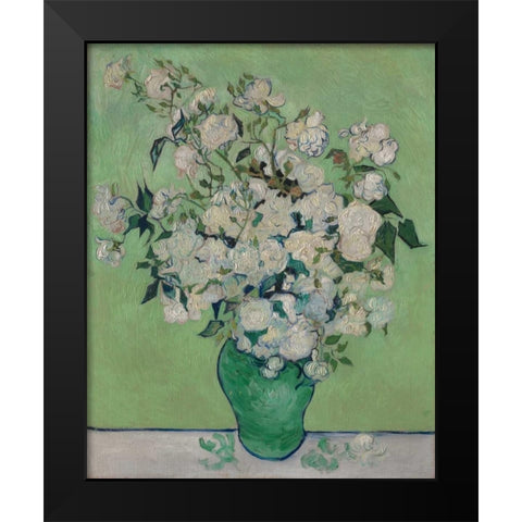 Roses Black Modern Wood Framed Art Print by Van Gogh, Vincent