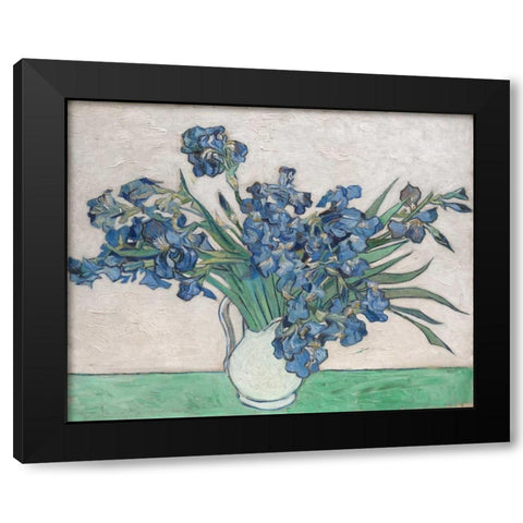 Irises Black Modern Wood Framed Art Print with Double Matting by Van Gogh, Vincent