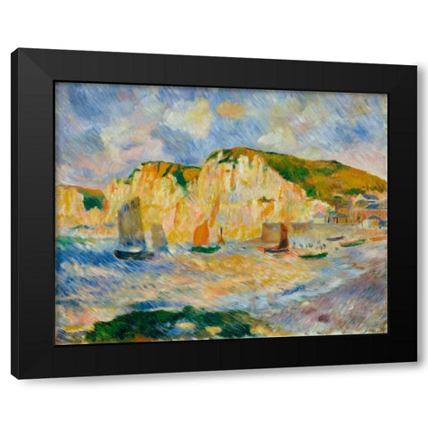 Sea and Cliffs Black Modern Wood Framed Art Print by Renoir, Pierre-Auguste