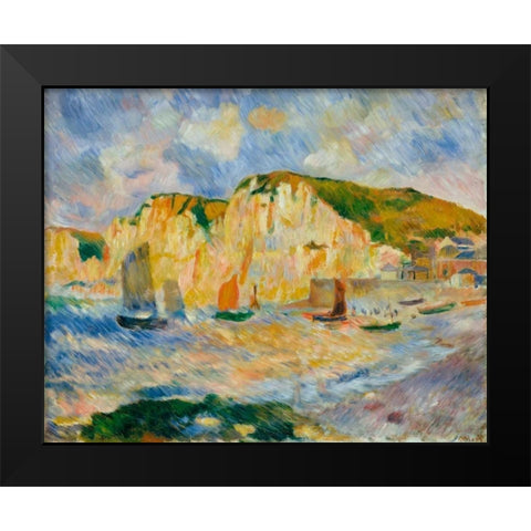 Sea and Cliffs Black Modern Wood Framed Art Print by Renoir, Pierre-Auguste