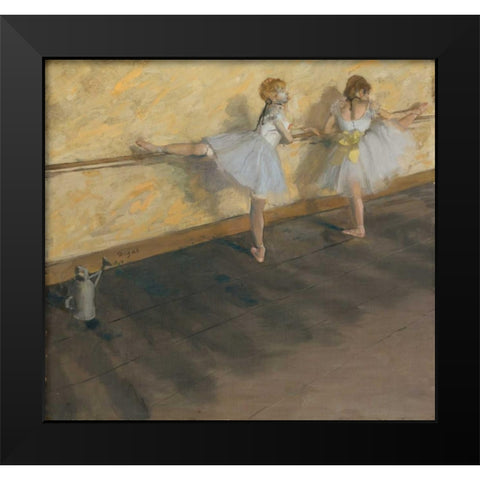 Dancers Practicing at the Barre Black Modern Wood Framed Art Print by Degas, Edgar
