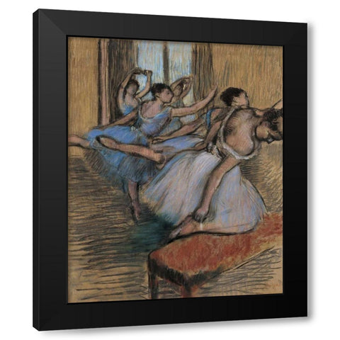The Dancers Black Modern Wood Framed Art Print with Double Matting by Degas, Edgar