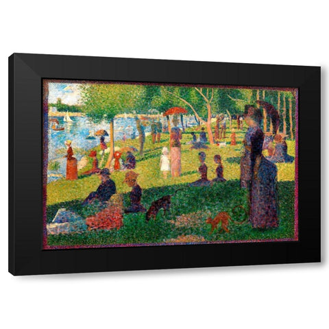 A Sunday on La Grande Jatte Black Modern Wood Framed Art Print by Seurat, Georges