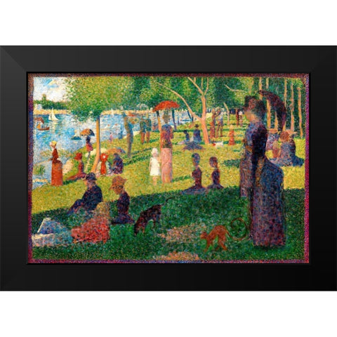 A Sunday on La Grande Jatte Black Modern Wood Framed Art Print by Seurat, Georges