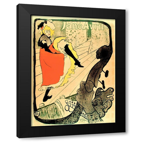 Jane Avril Black Modern Wood Framed Art Print by de Toulouse-Lautrec, Henri
