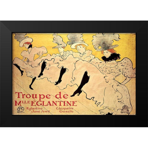 La Troupe de Mademoiselle Eglantine Black Modern Wood Framed Art Print by de Toulouse-Lautrec, Henri