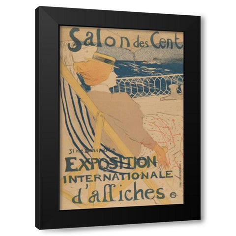 Salon des Cent-Exposition Internationale daffiches Black Modern Wood Framed Art Print with Double Matting by de Toulouse-Lautrec, Henri
