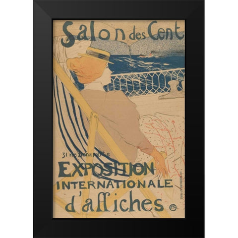Salon des Cent-Exposition Internationale daffiches Black Modern Wood Framed Art Print by de Toulouse-Lautrec, Henri
