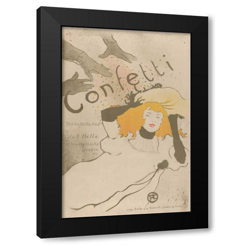 Confetti Black Modern Wood Framed Art Print by de Toulouse-Lautrec, Henri