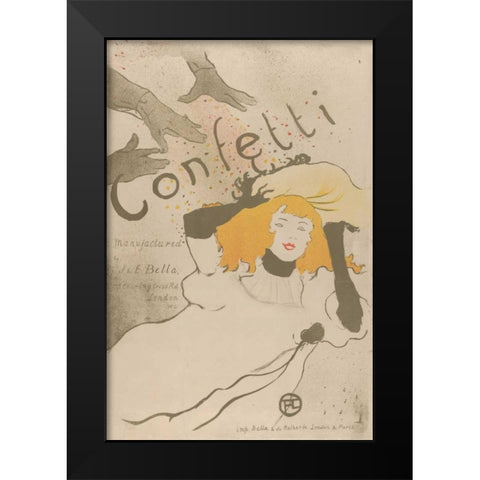 Confetti Black Modern Wood Framed Art Print by de Toulouse-Lautrec, Henri