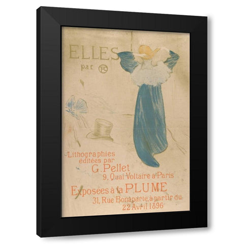 Elles (poster for 1896 exhibition at La Plume) Black Modern Wood Framed Art Print with Double Matting by de Toulouse-Lautrec, Henri