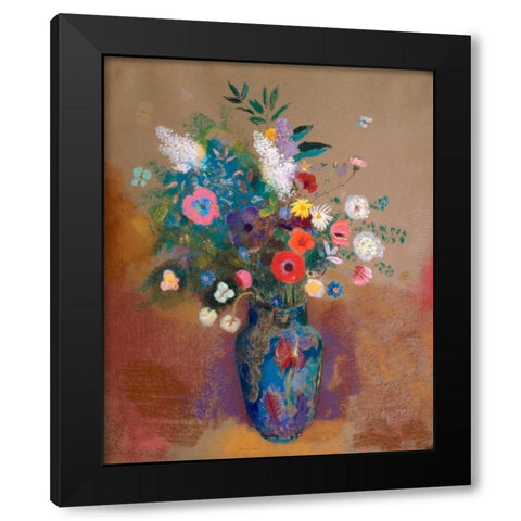 Bouquet of Flowers Black Modern Wood Framed Art Print by Redon, Odilon