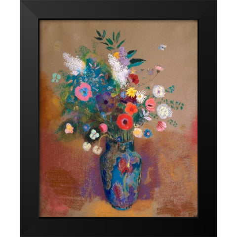 Bouquet of Flowers Black Modern Wood Framed Art Print by Redon, Odilon