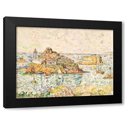 Morlaix, Entrance of the River Black Modern Wood Framed Art Print by Signac, Paul
