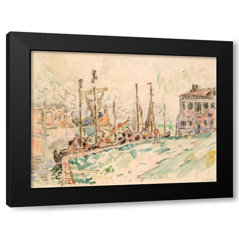 Venice Black Modern Wood Framed Art Print by Signac, Paul