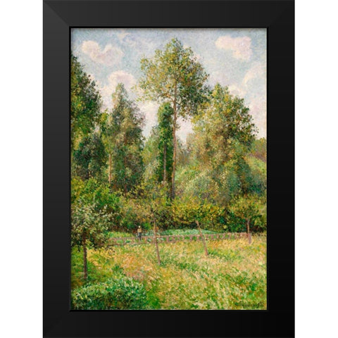 Poplars, Eragny Black Modern Wood Framed Art Print by Pissarro, Camille