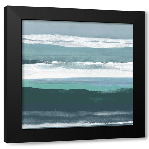 Teal Sea II Black Modern Wood Framed Art Print with Double Matting by Delamater, Rob
