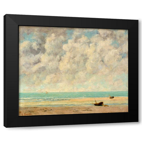 The Calm Sea Black Modern Wood Framed Art Print with Double Matting by Courbet, Gustave