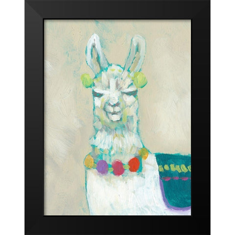 Llama Fun II Black Modern Wood Framed Art Print by Goldberger, Jennifer