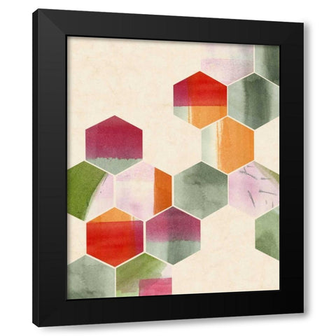Color Pop Honeycomb II Black Modern Wood Framed Art Print with Double Matting by Popp, Grace