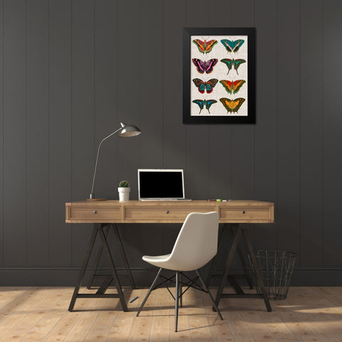Polychrome Butterflies II Black Modern Wood Framed Art Print by Vision Studio