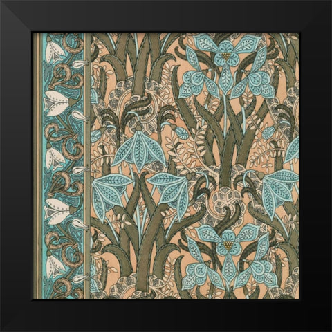 Nouveau Textile Motif I Black Modern Wood Framed Art Print by Vision Studio