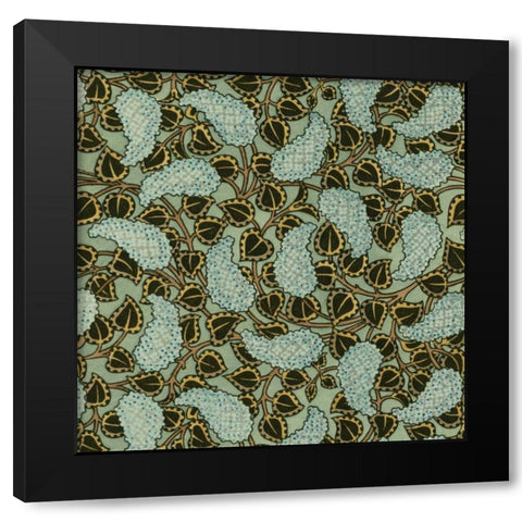 Nouveau Textile Motif V Black Modern Wood Framed Art Print with Double Matting by Vision Studio