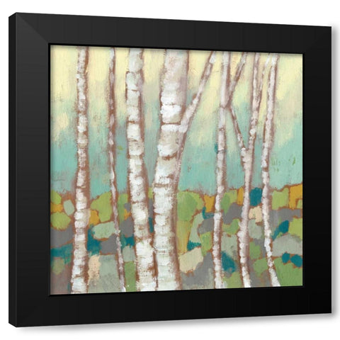 Kaleidoscope Birches II Black Modern Wood Framed Art Print by Goldberger, Jennifer