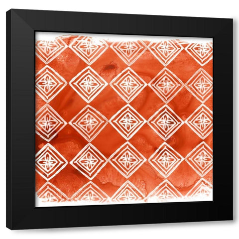 Crimson Motif I Black Modern Wood Framed Art Print by Vess, June Erica