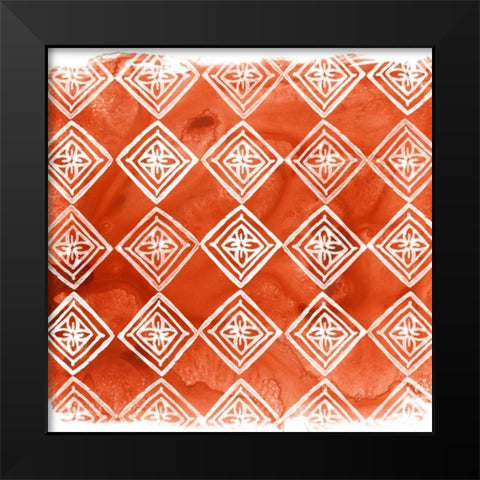 Crimson Motif I Black Modern Wood Framed Art Print by Vess, June Erica