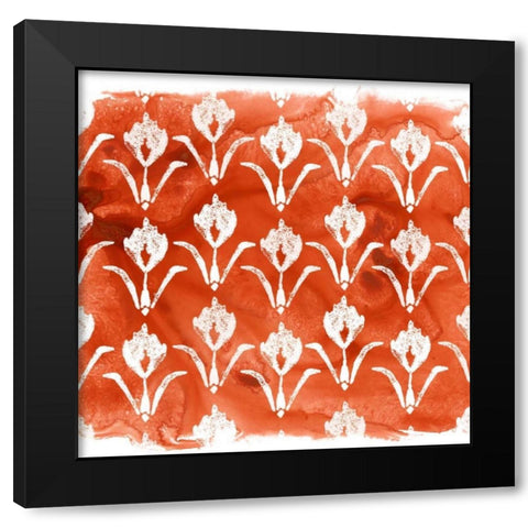 Crimson Motif V Black Modern Wood Framed Art Print by Vess, June Erica