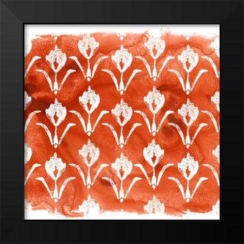 Crimson Motif V Black Modern Wood Framed Art Print by Vess, June Erica