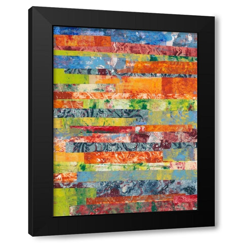 Monoprint Collage IV Black Modern Wood Framed Art Print with Double Matting by Moore, Regina