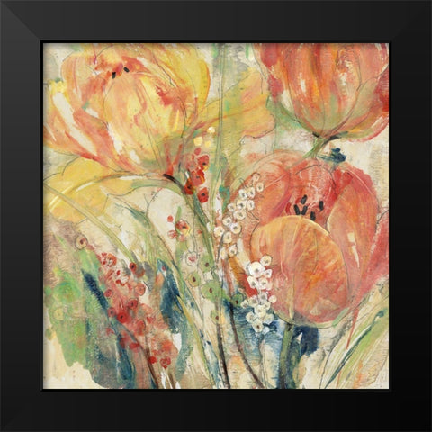 Spring Tulip Array I Black Modern Wood Framed Art Print by OToole, Tim