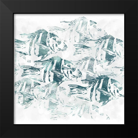 Sealife Batik I Black Modern Wood Framed Art Print by Vess, June Erica