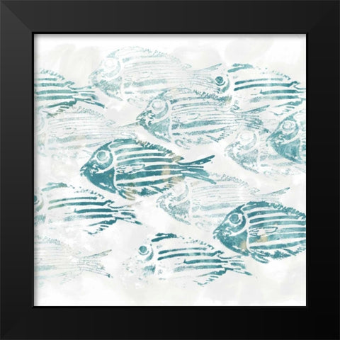 Sealife Batik II Black Modern Wood Framed Art Print by Vess, June Erica