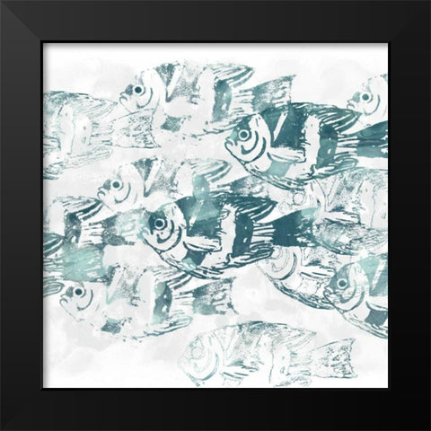 Sealife Batik III Black Modern Wood Framed Art Print by Vess, June Erica