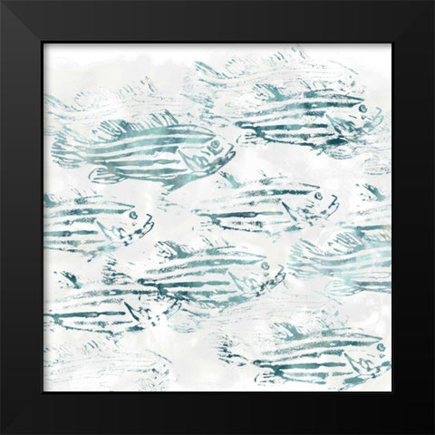 Sealife Batik IV Black Modern Wood Framed Art Print by Vess, June Erica