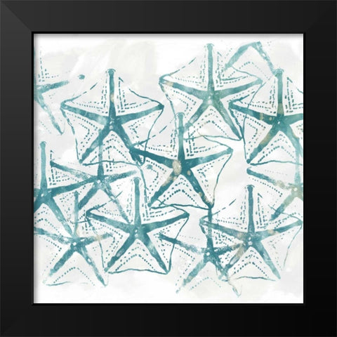 Sealife Batik V Black Modern Wood Framed Art Print by Vess, June Erica