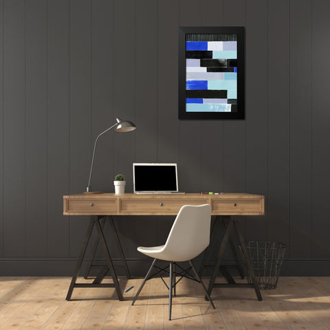Black and Blue Bricks I Black Modern Wood Framed Art Print by Popp, Grace