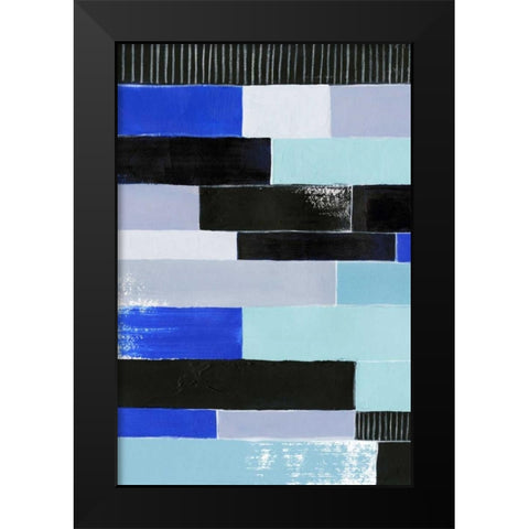 Black and Blue Bricks I Black Modern Wood Framed Art Print by Popp, Grace