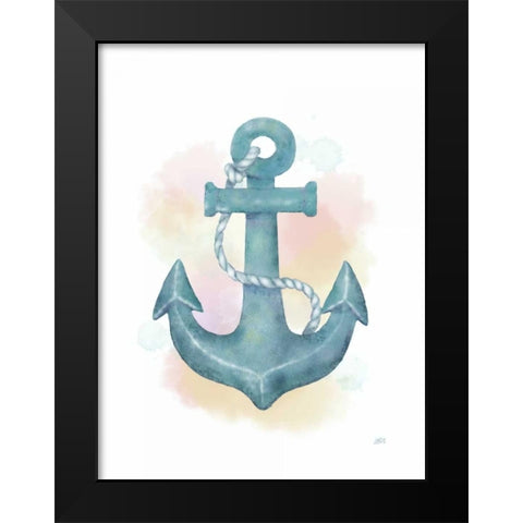 Watercolor Anchor Black Modern Wood Framed Art Print by Reynolds, Jade