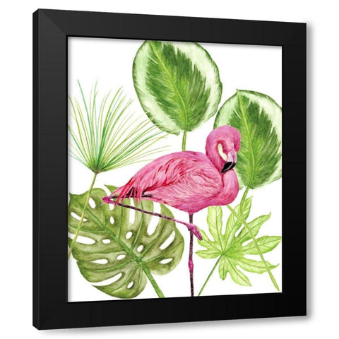 Tropical Flamingo II Black Modern Wood Framed Art Print by Wang, Melissa