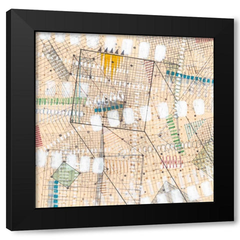 Grid Lines I Black Modern Wood Framed Art Print by Galapon, Nikki